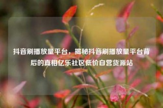 抖音刷播放量平台，揭秘抖音刷播放量平台背后的真相亿乐社区低价自营货源站
