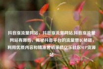 抖音涨流量网站,抖音涨流量网站,抖音涨流量网站有哪些,揭秘抖音平台的流量增长秘籍,利用优质内容和精准营销策略亿乐社区SUP货源站