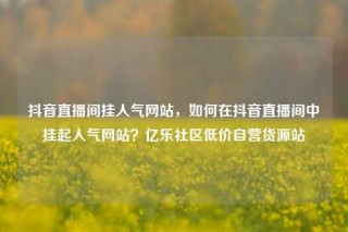 抖音直播间挂人气网站,如何在抖音直播间中挂起人气网站?亿乐社区低价自营货源站