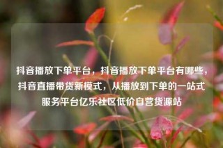 抖音播放下单平台,抖音播放下单平台有哪些,抖音直播带货新模式,从播放到下单的一站式服务平台亿乐社区低价自营货源站