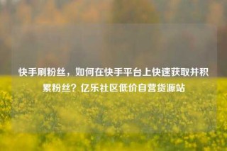 快手刷粉丝，如何在快手平台上快速获取并积累粉丝？亿乐社区低价自营货源站