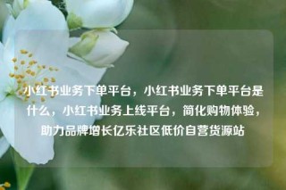 小红书业务下单平台,小红书业务下单平台是什么,小红书业务上线平台,简化购物体验,助力品牌增长亿乐社区低价自营货源站