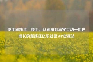快手刷粉丝,快手,从刷粉到真实互动—用户增长的新路径亿乐社区SUP货源站