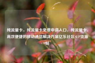 纯流量卡，纯流量卡免费申请入口，纯流量卡，高效便捷的移动通信解决方案亿乐社区SUP货源站