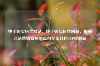 快手购买粉丝网站,快手购买粉丝网站,揭秘非法营销背后的真相亿乐社区SUP货源站