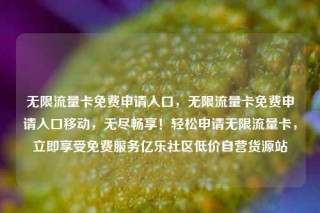 无限流量卡免费申请入口,无限流量卡免费申请入口移动,无尽畅享!轻松申请无限流量卡,立即享受免费服务亿乐社区低价自营货源站