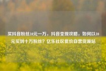 买抖音粉丝10元一万,抖音变现攻略,如何以10元买到十万粉丝?亿乐社区低价自营货源站