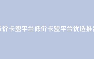 低价卡盟平台(低价卡盟平台优选推荐)