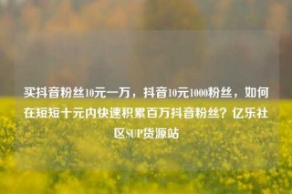 买抖音粉丝10元一万,抖音10元1000粉丝,如何在短短十元内快速积累百万抖音粉丝?亿乐社区SUP货源站