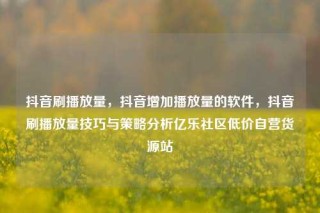 抖音刷播放量,抖音增加播放量的软件,抖音刷播放量技巧与策略分析亿乐社区低价自营货源站