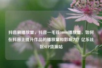 抖音刷播放量，抖音一毛钱10000播放量，如何在抖音上提升作品的播放量和影响力？亿乐社区SUP货源站