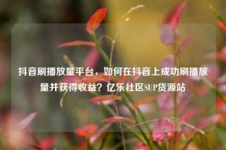 抖音刷播放量平台,如何在抖音上成功刷播放量并获得收益?亿乐社区SUP货源站