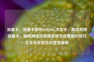 流量卡,流量卡移动19元200g大王卡,高效利用流量卡,提高网络连接速度和节省费用的技巧亿乐社区低价自营货源站