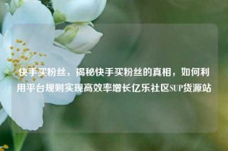 快手买粉丝，揭秘快手买粉丝的真相，如何利用平台规则实现高效率增长亿乐社区SUP货源站