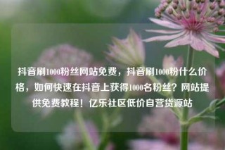 抖音刷1000粉丝网站免费,抖音刷1000粉什么价格,如何快速在抖音上获得1000名粉丝?网站提供免费教程!亿乐社区低价自营货源站