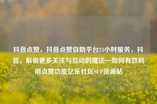 抖音点赞,抖音点赞自助平台24小时服务,抖音,解锁更多关注与互动的魔法—如何有效利用点赞功能亿乐社区SUP货源站