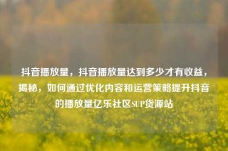 抖音播放量，抖音播放量达到多少才有收益，揭秘，如何通过优化内容和运营策略提升抖音的播放量亿乐社区SUP货源站