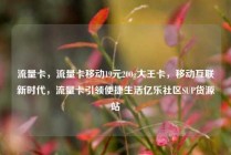 流量卡，流量卡移动19元200g大王卡，移动互联新时代，流量卡引领便捷生活亿乐社区SUP货源站