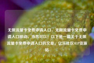 无限流量卡免费申请入口,无限流量卡免费申请入口移动,当然可以!以下是一篇关于无限流量卡免费申请入口的文章,亿乐社区SUP货源站