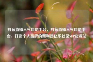 抖音直播人气自助平台,抖音直播人气自助平台,打造个人品牌的新利器亿乐社区SUP货源站