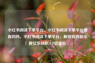 小红书阅读下单平台,小红书阅读下单平台是真的吗,小红书阅读下单平台,解锁购物新乐趣亿乐社区SUP货源站