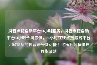 抖音点赞自助平台24小时服务,抖音点赞自助平台24小时全网最低,24小时在线点赞服务平台,解锁您的抖音账号新可能!亿乐社区低价自营货源站