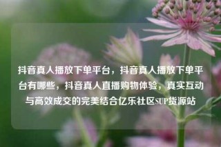 抖音真人播放下单平台,抖音真人播放下单平台有哪些,抖音真人直播购物体验,真实互动与高效成交的完美结合亿乐社区SUP货源站