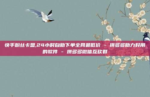 快手粉丝卡盟,24小时自助下单全网最低价 - 拼多多助力好用的软件 拼多多微信互砍群  第1张