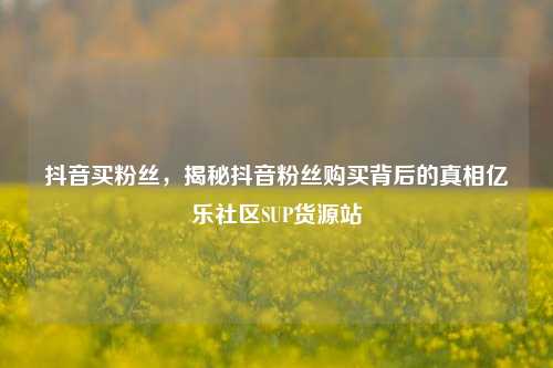 抖音买粉丝	，揭秘抖音粉丝购买背后的真相亿乐社区SUP货源站  第1张