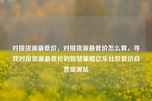 对接货源最低价，对接货源最低价怎么算	，寻找对接货源最低价的智慧策略亿乐社区低价自营货源站  第1张