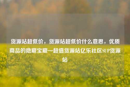 货源站超低价，货源站超低价什么意思，优质商品的隐藏宝藏—超值货源站亿乐社区SUP货源站  第1张