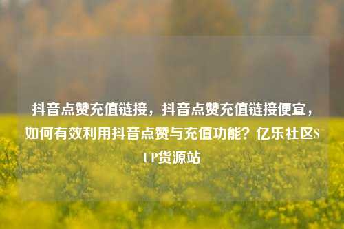 抖音点赞充值链接，抖音点赞充值链接便宜	，如何有效利用抖音点赞与充值功能？亿乐社区SUP货源站  第1张